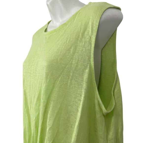 J Jill Love 100% Linen Knot Front Sleeveless Knit Lime Green Top Shirt sz L - Picture 10 of 16